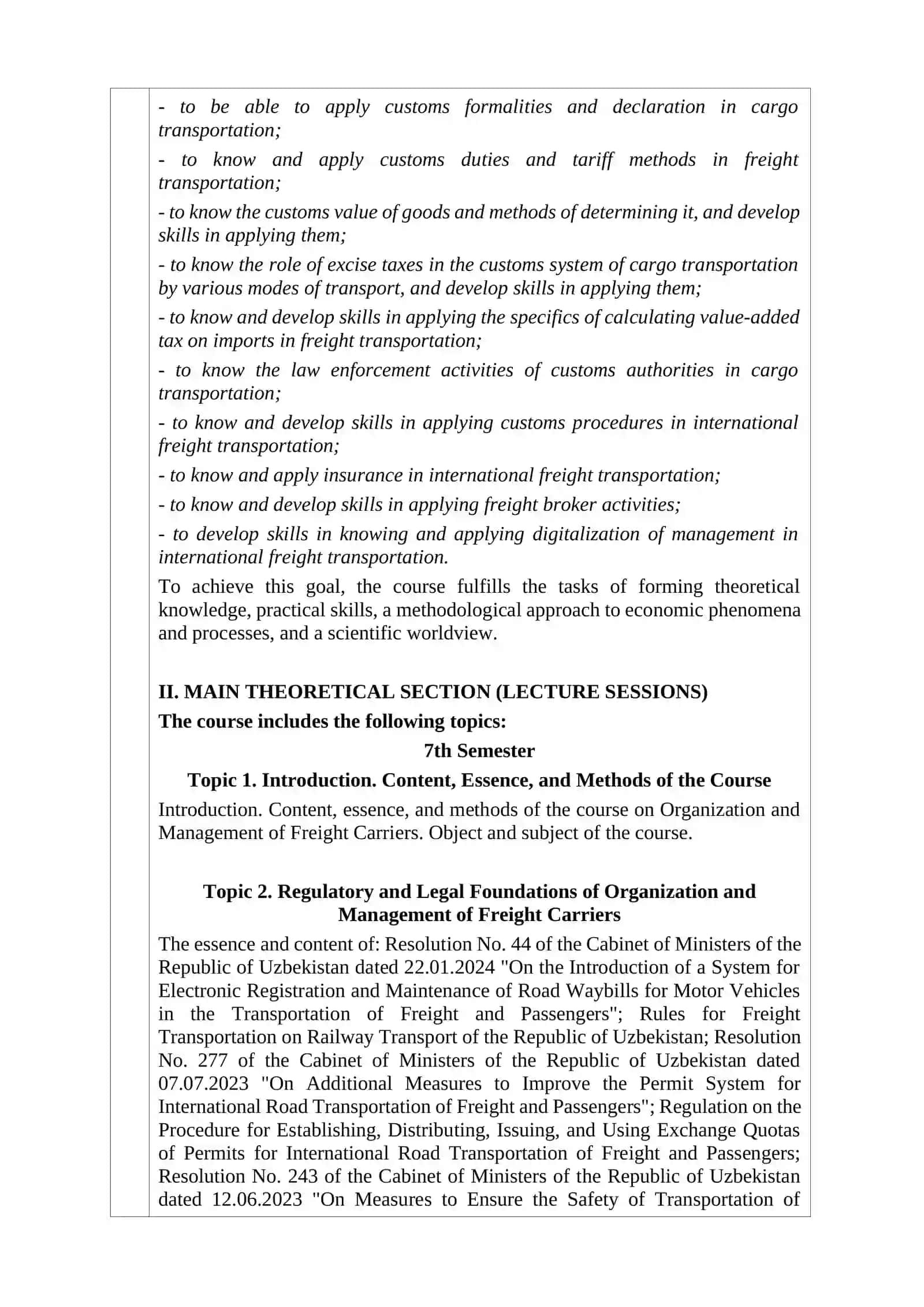 Organization and Management of Freight Carriers 4