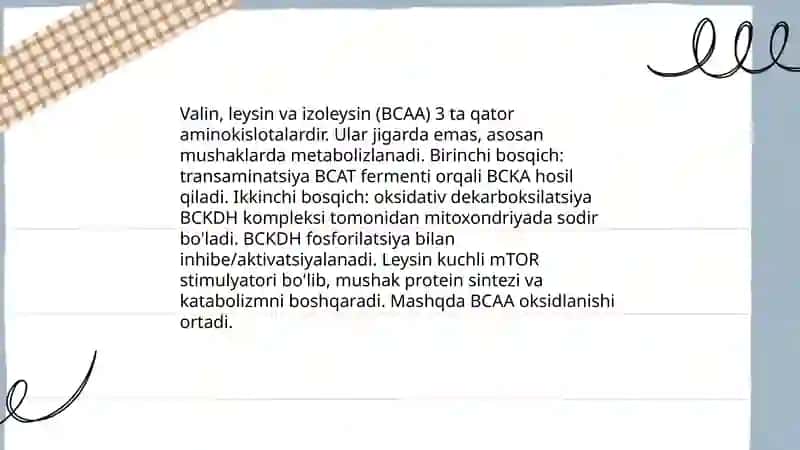 Ayrim aminokislotalar almashinuvining o’ziga xosligi 4