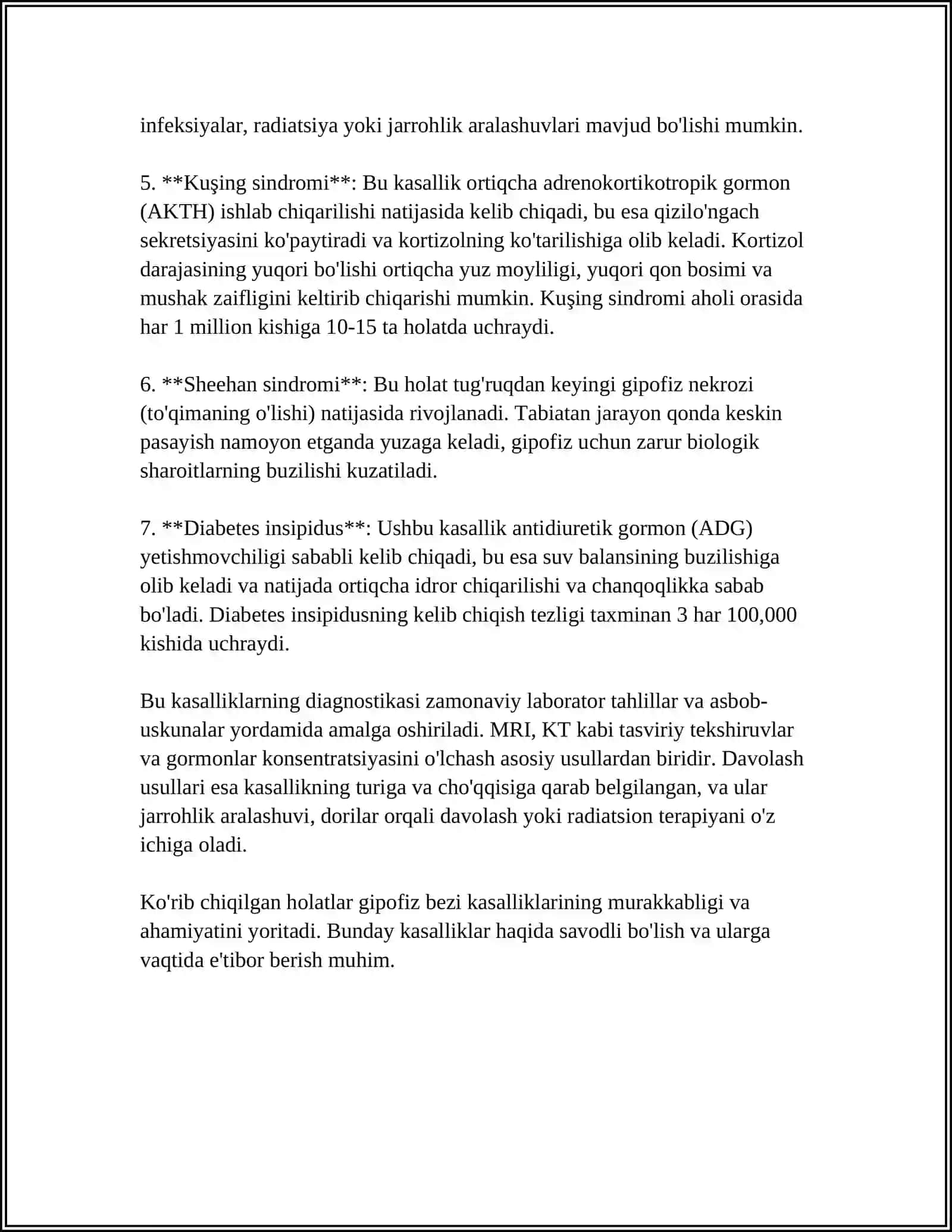 ENDOKRIN TIZIM KASALLIKLARI. GIPOFIZ BUYRAK USTI BEZI QALQONSIMON BEZ JINSIY BEZLAR KASALLIKLARI. QANDLI DIABET 4