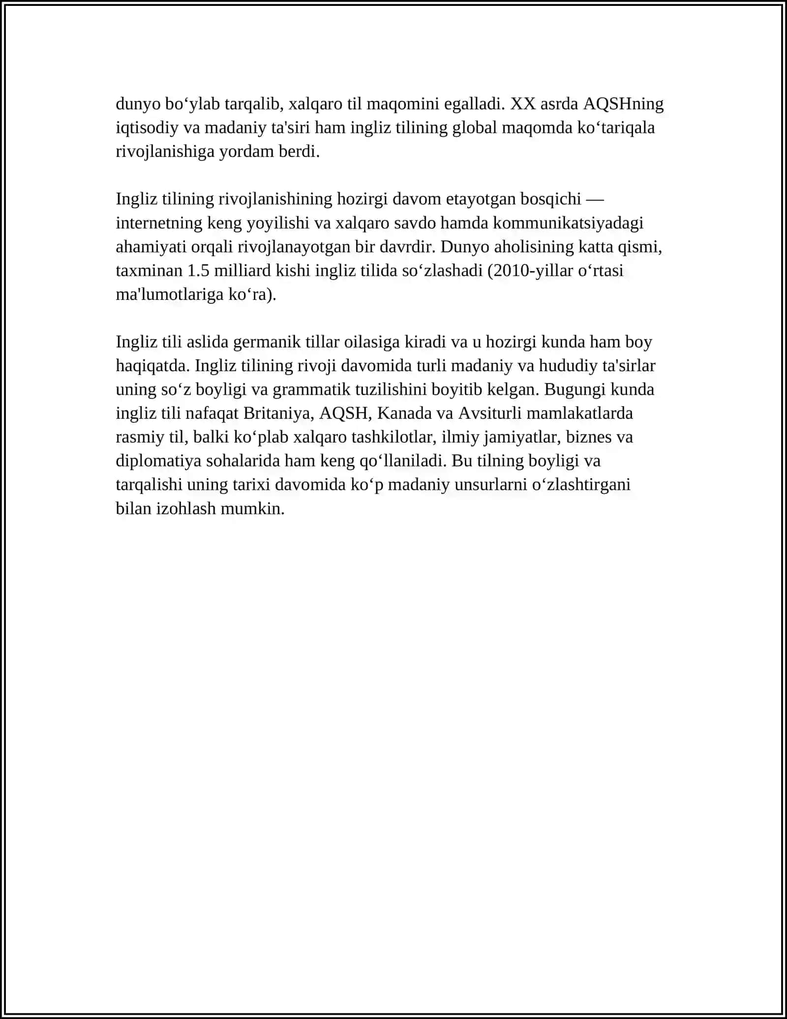 INGILIZ TILIDAN MUSTAQIL ISH 4