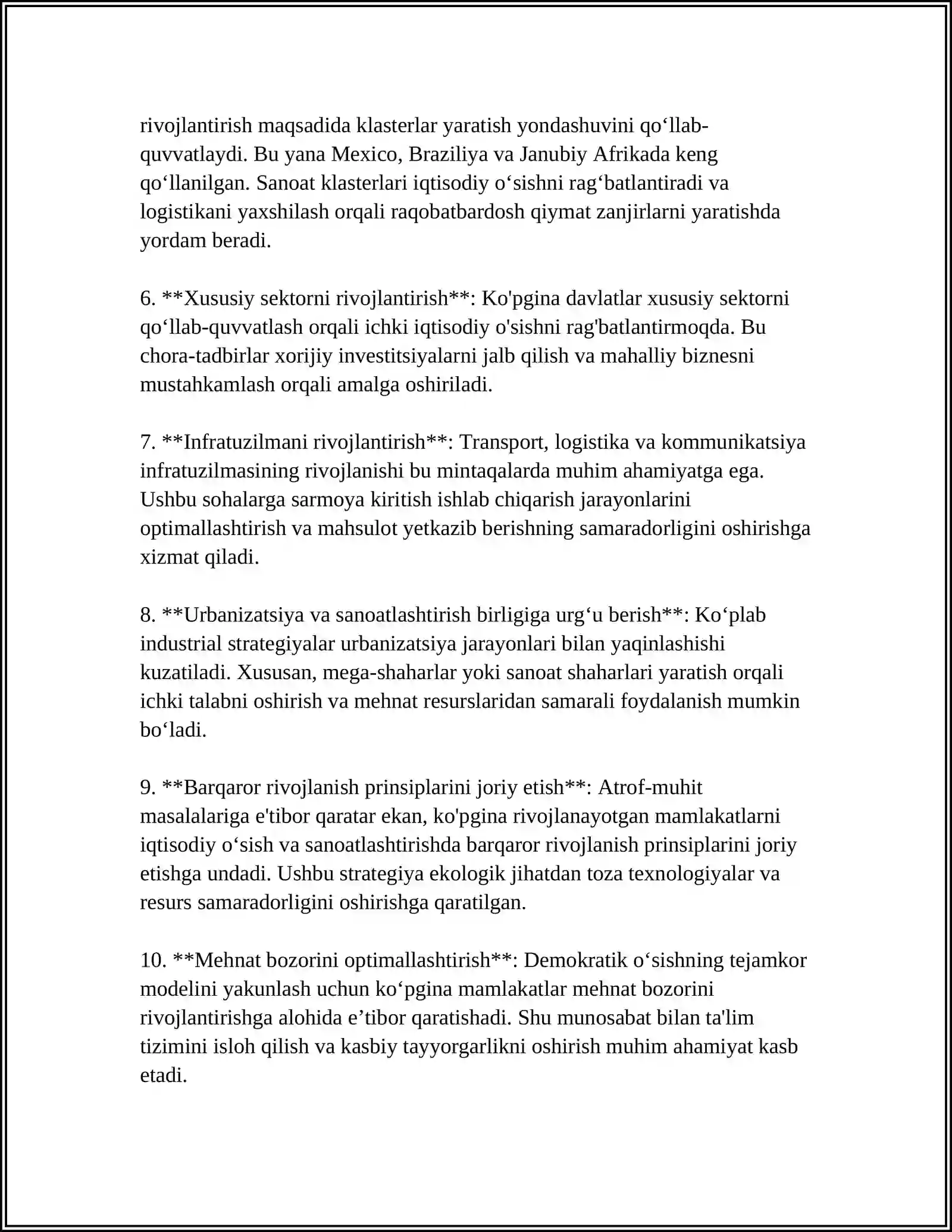 OSIYO AFRIKA VA LOTIN AMERIKA MAMLAKATLARI RIVOJLANISHININGASOSIY YOʻNALISHI 4
