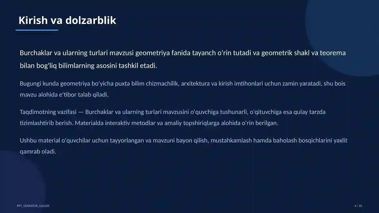 Burchaklar va ularning turlari (7-sinf) 2