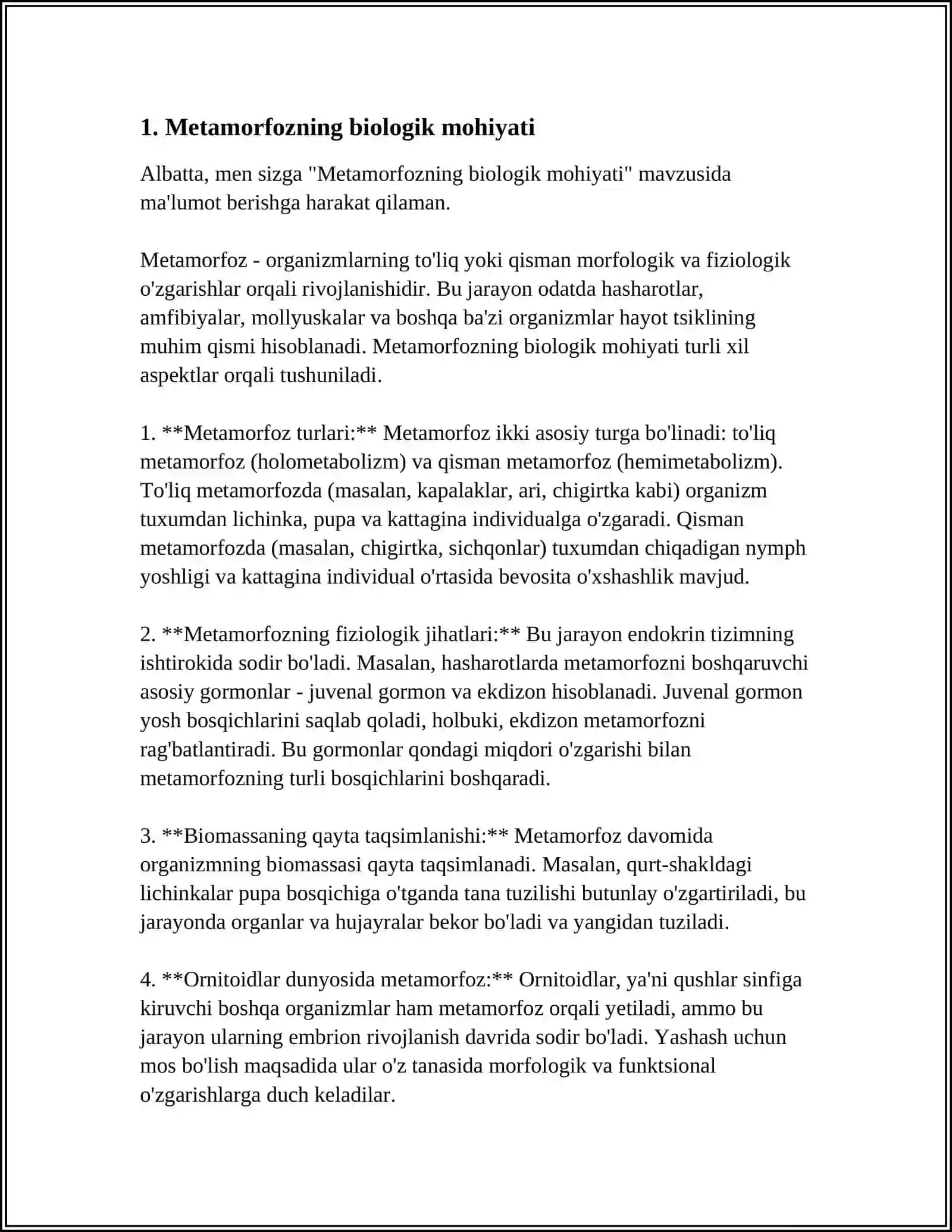 METAMORFOZNING UMURTQASIZLAR HAYOTIDAGI AHAMIYATI 4