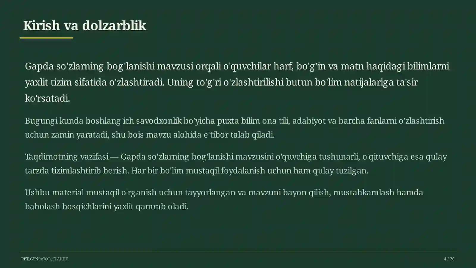 Gapda so'zlarning bog'lanishi (2-sinf) 4