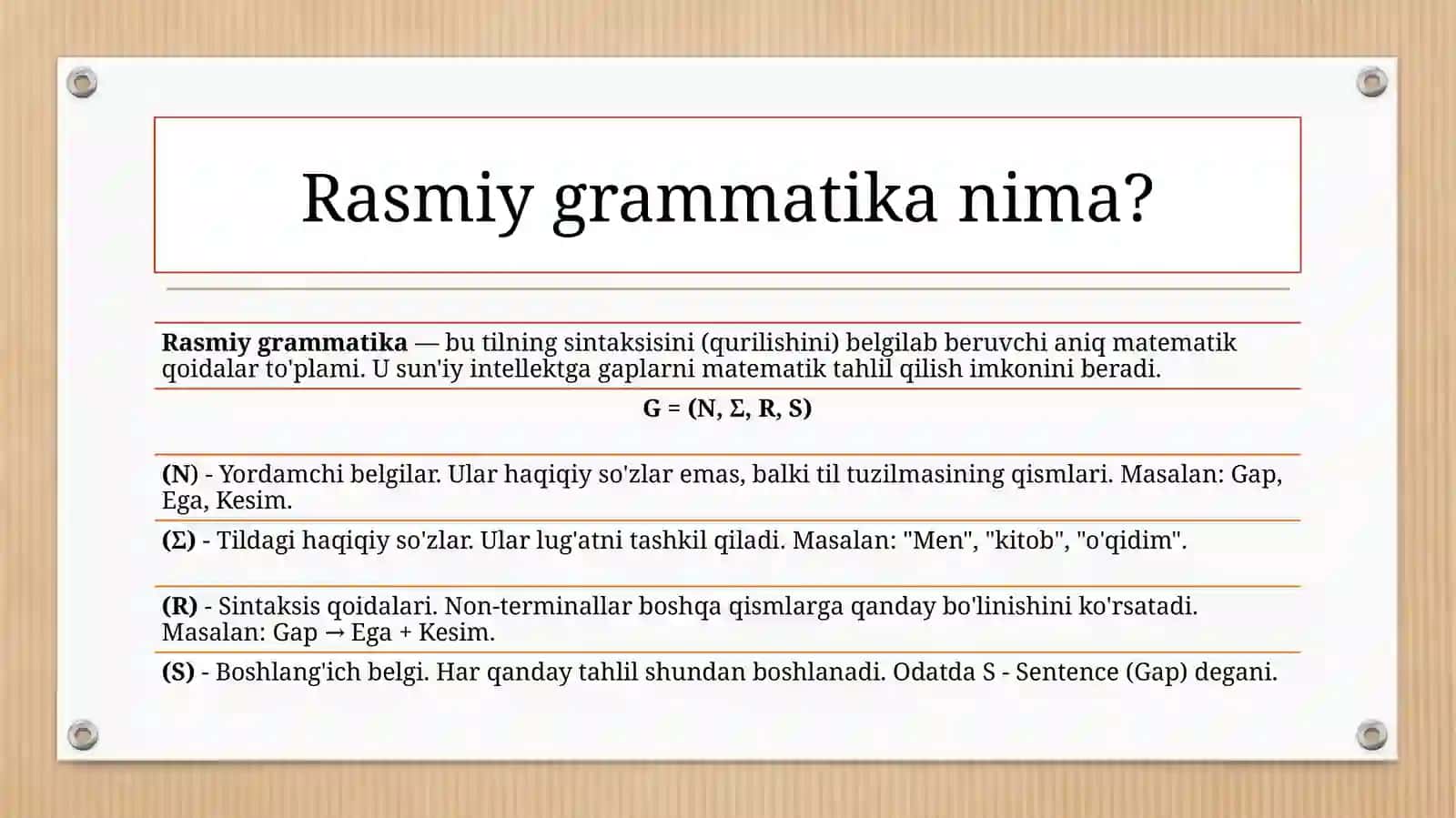 Tabiiy tillar uchun rasmiy grammatika 4