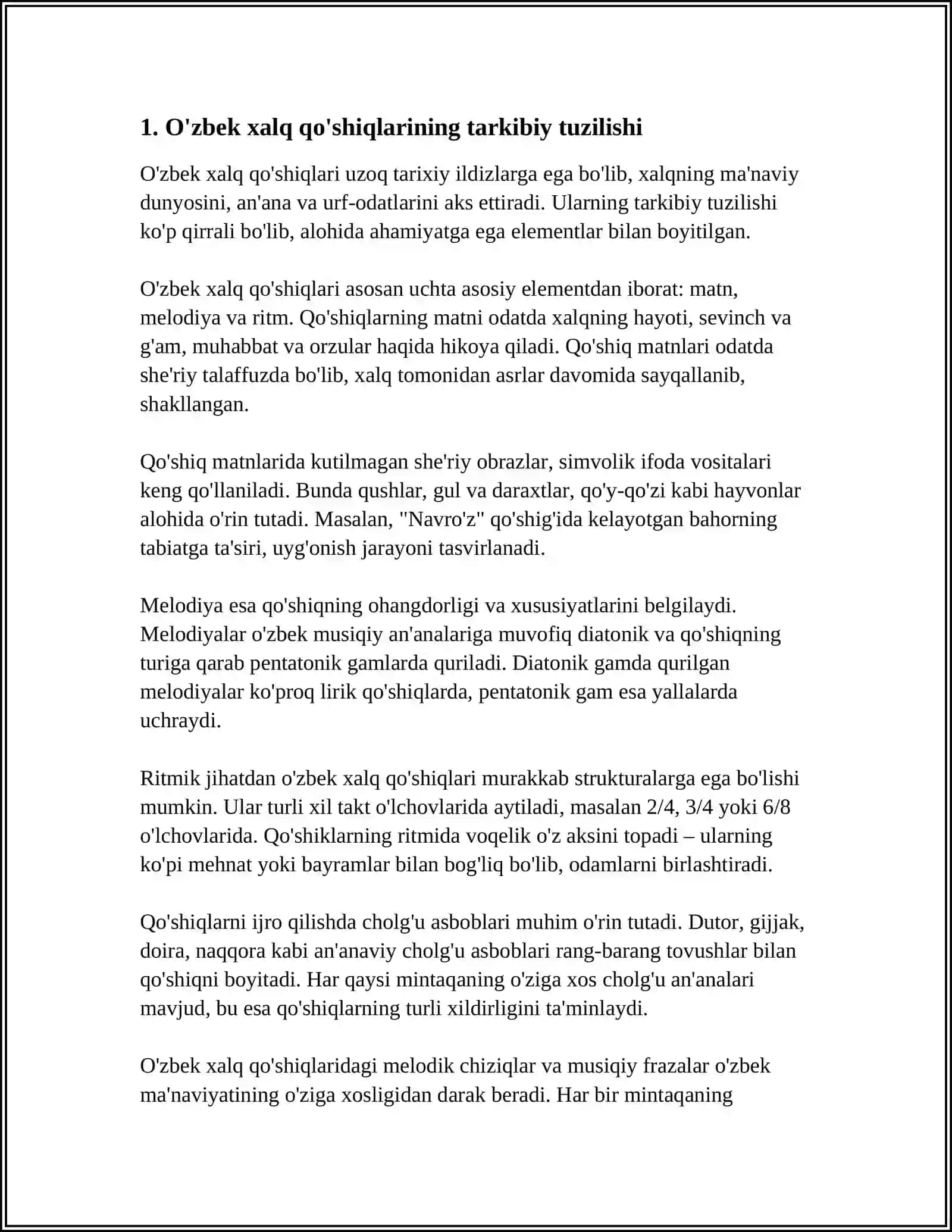 PARALLELIZM – O‘ZBEK XALQ QO‘SHIQLARINING TARKIBIY QISMI SIFATIDA EPIK JANRLARDA ADABIY-BADIIY QOLIPLAR VA AN’ANAVIY TASVIR VOSITALARI 4