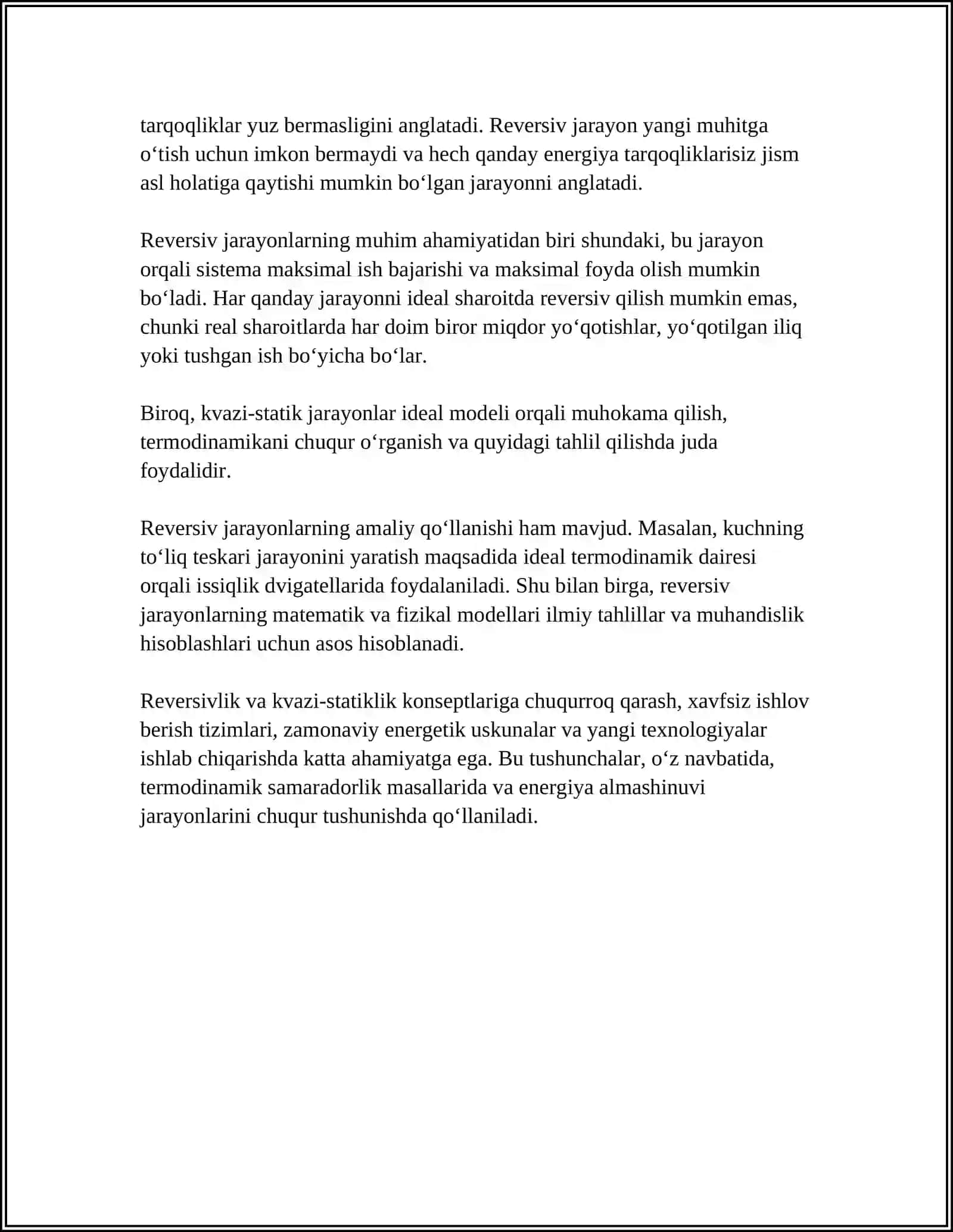 QANDAY JARAYONLAR REVERSIV HISOBLANADI? 4