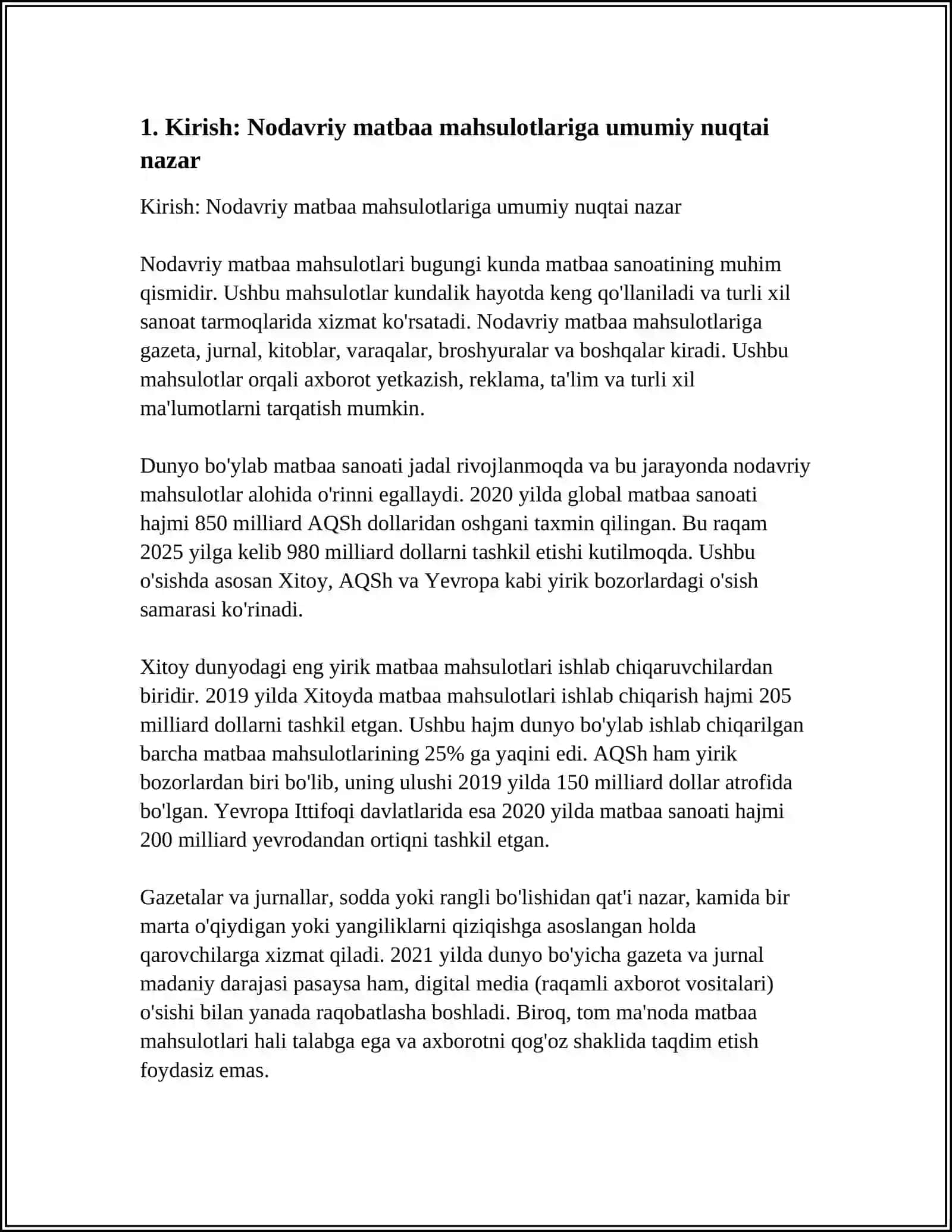 QUVVATI YILIGA 500 MING DONA /YIL KICHIK HAJMDAGI NODAVRIY MATBAA MAHSULOTLARNI( ISHLAB CHIQARISH TEXNOLOGIK TIZIMINI LOYIHALASH 4