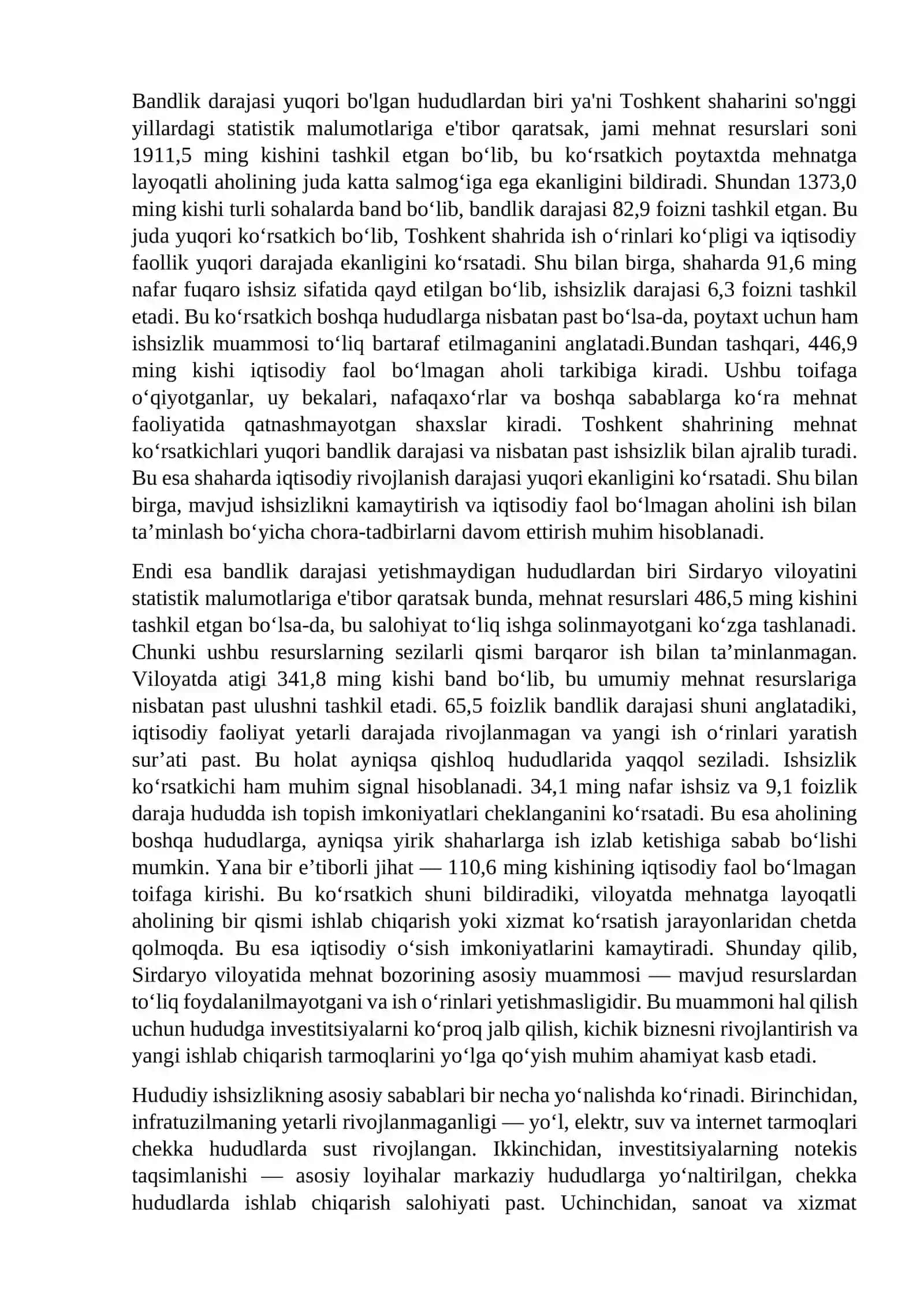 MILLIY IQTISODIYOTNING MUVOZANATLI VA MUTANOSIBLI RIVOJLANISHI (O’ZBEKISTONDAGI HUDUDIY NOMUTANOSIBLI MUAMMOSI MISOLIDA) 4