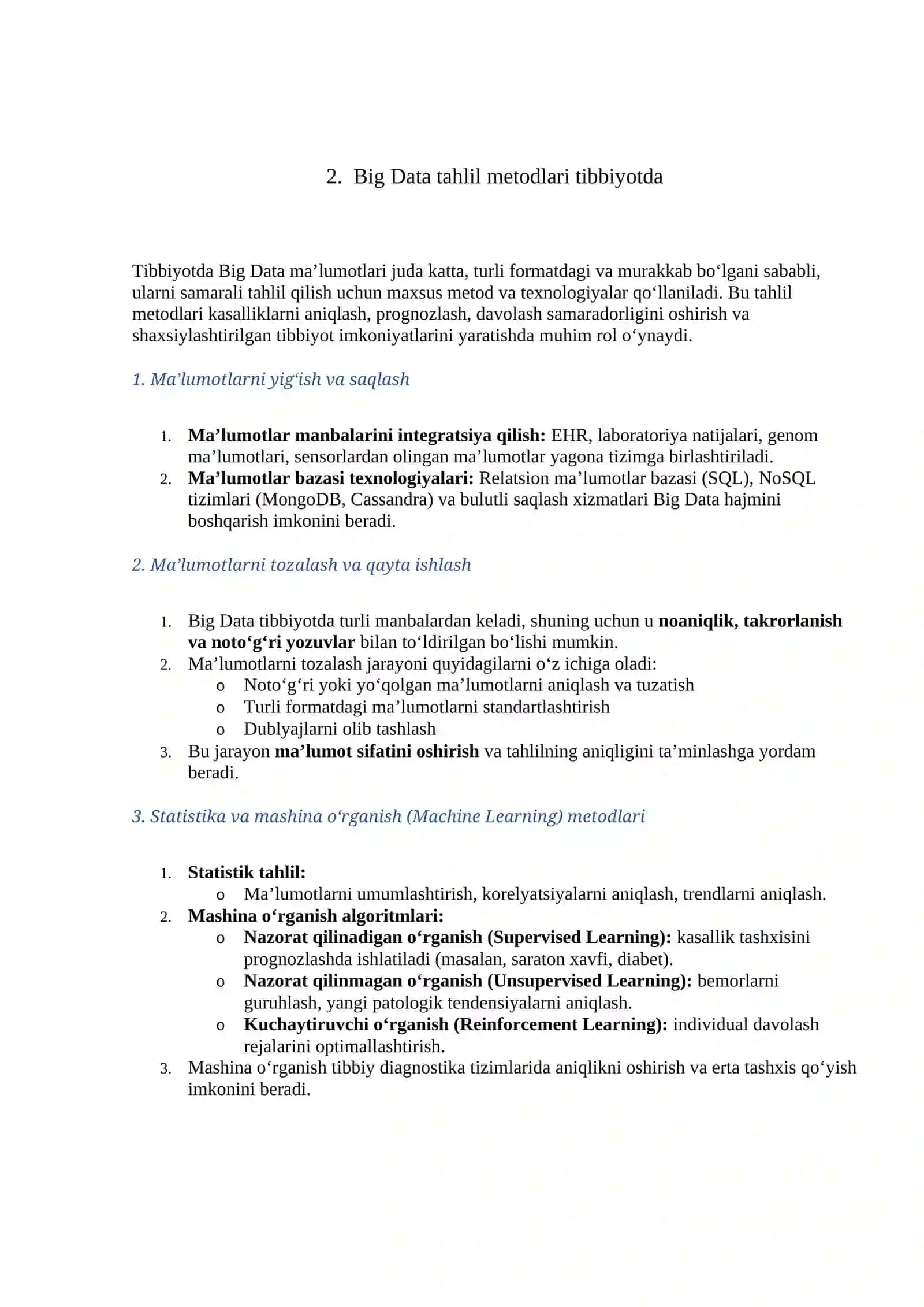 Big Data tahlil metodlari tibbiyotda 4