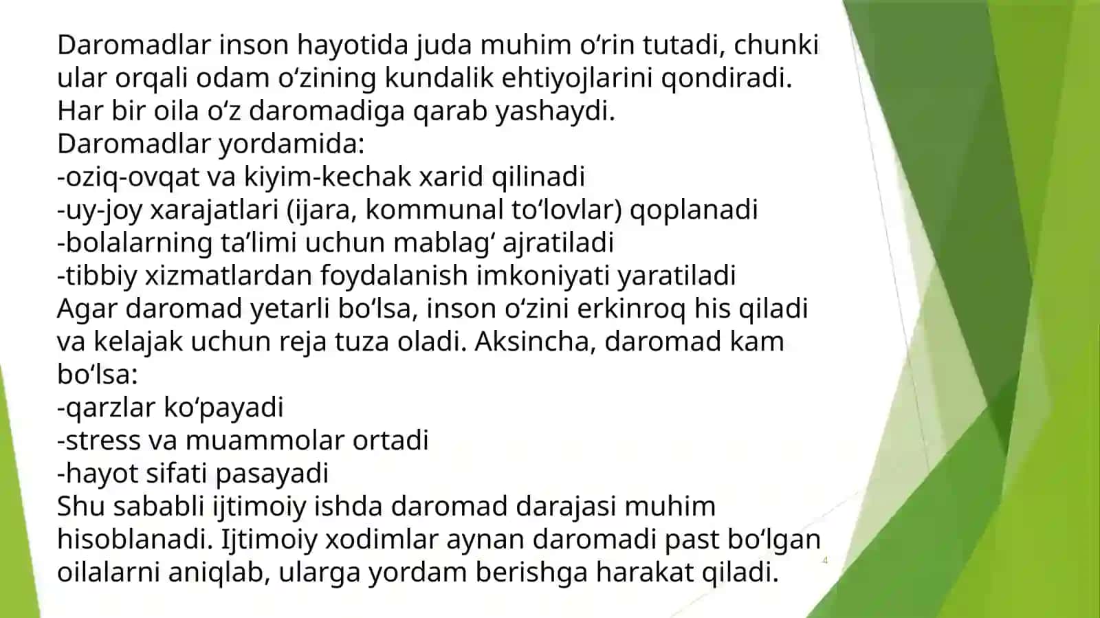 Aholi daromadlari tushunchasi, turlari va xususiyatlari 4