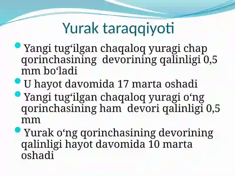 BOLALARDA YURAK-QON TOMIR TIZIMINING ANATOMO-FIZIOLOGIK XUSUSIYATLARI 4