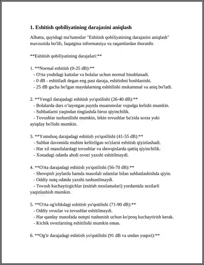 HARAKAT-TAYANCH A'ZOLARIDA NUQSONI BO'LGAN BOLALARNI PSIXOLOGO-PEDAGOGIK TEKSHIRISH(6-BOB MAVZU SARLAVHASI)6.3. MAKTABGACHA YOSHDAGI ESHITISHDA NUQSONI BO'LGAN BOLALARNI PEDAGOGIK TEKSHIRISH 4