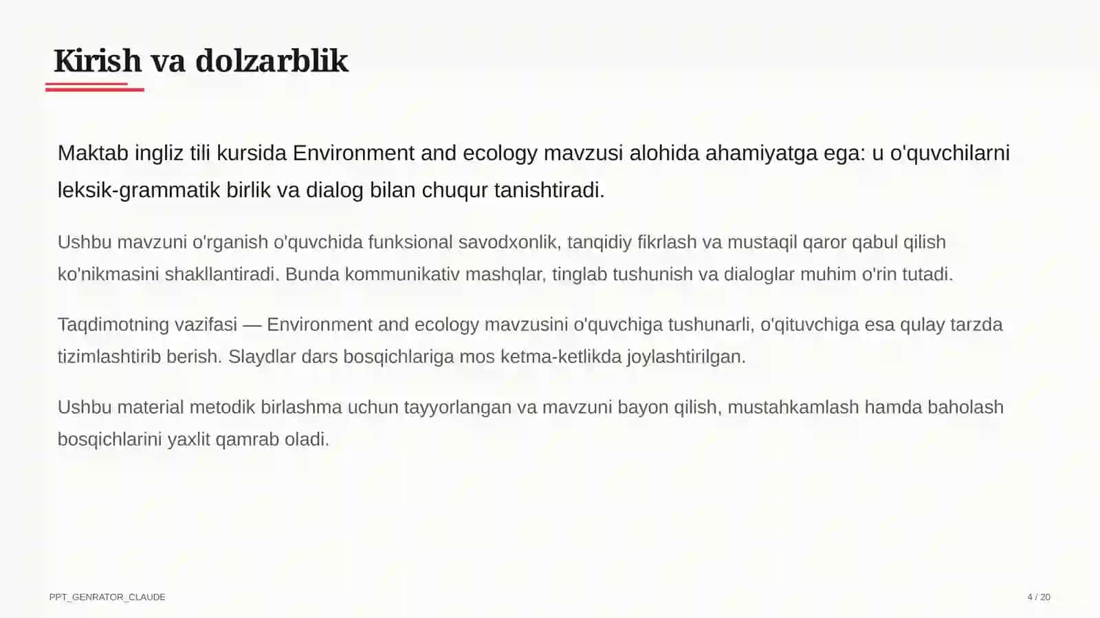 Environment and ecology (9-sinf) 2