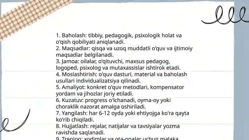 Alohida yordamga muhtoj bolani samarali inkluziyasi uchun ichki sharoitlar 4