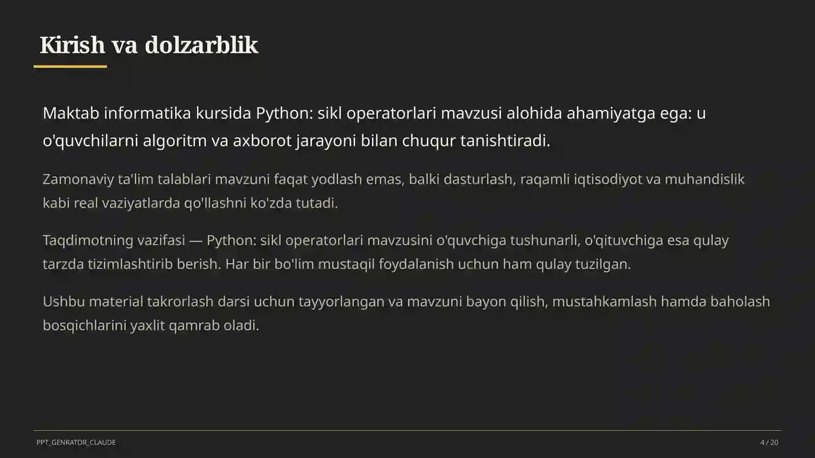 Python: sikl operatorlari (8-sinf) 4