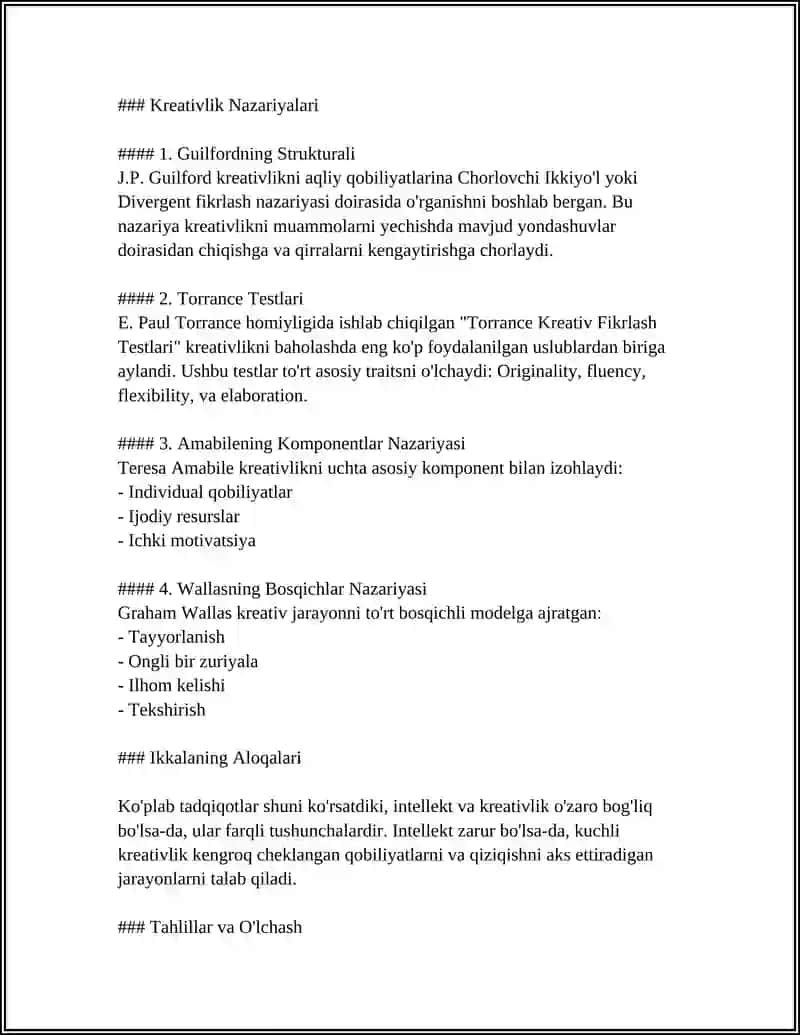 INTELLEKT VA KREATIVLIK. SHAXS 4