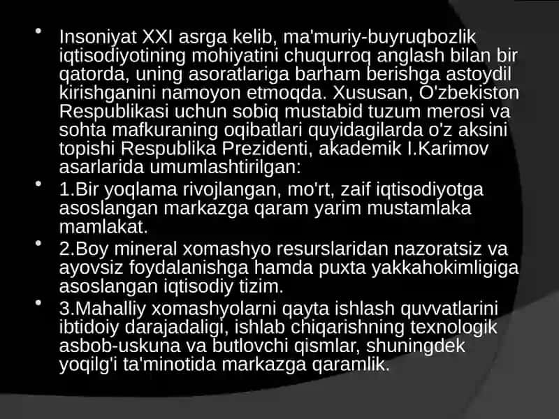 Iqtisodiyotfaqatungaxosbo'lganichkiqonuniyat 4