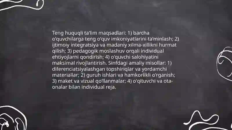 Inklyuziv taʼlim kursining maqsadi va vazifalari: tahlil va amaliy misollar 4