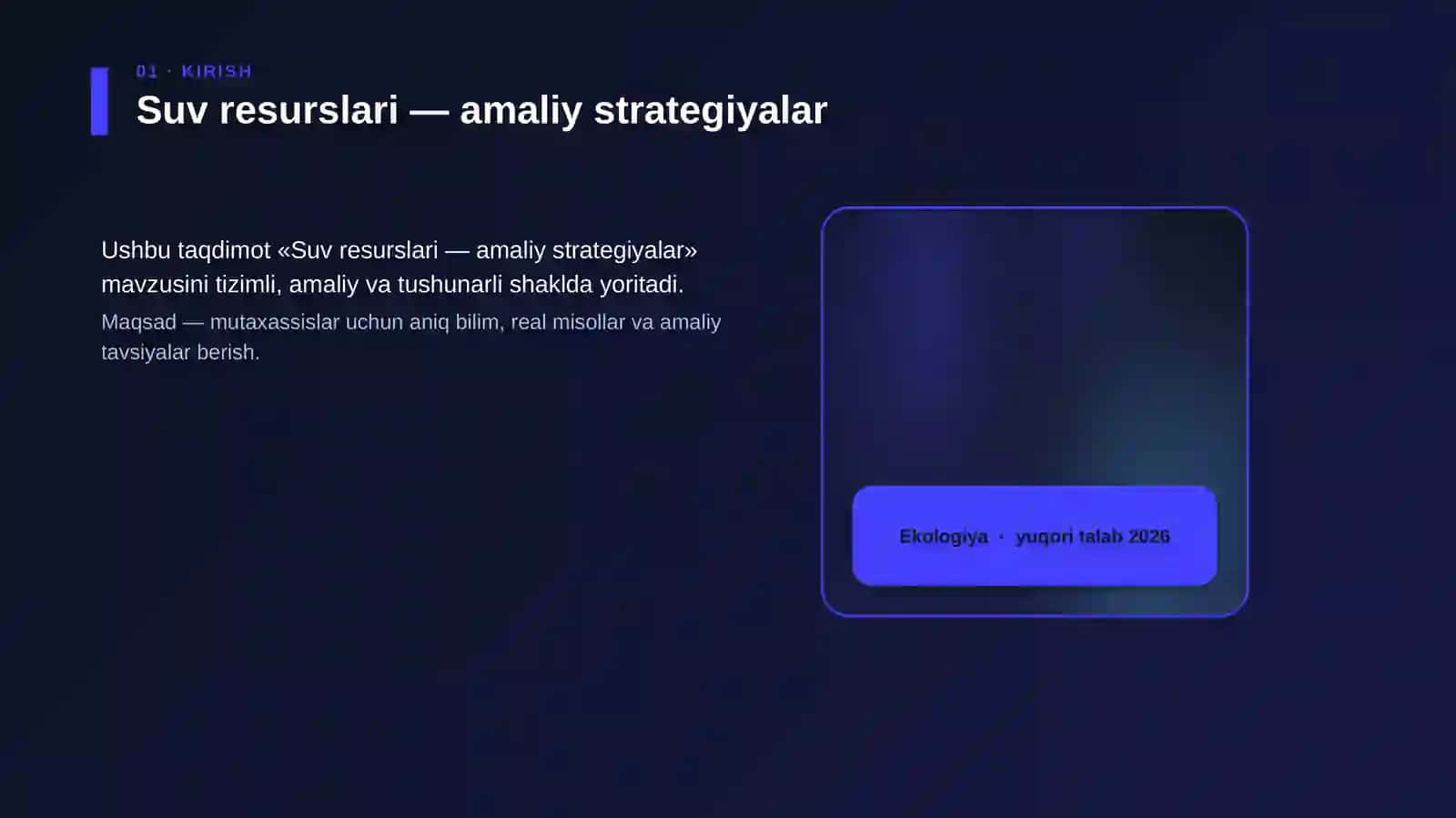 Suv resurslari — amaliy strategiyalar 4