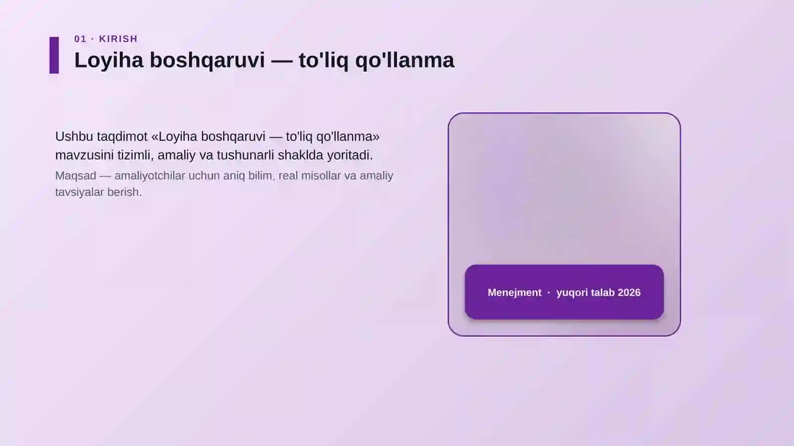 Loyiha boshqaruvi — to'liq qo'llanma 4