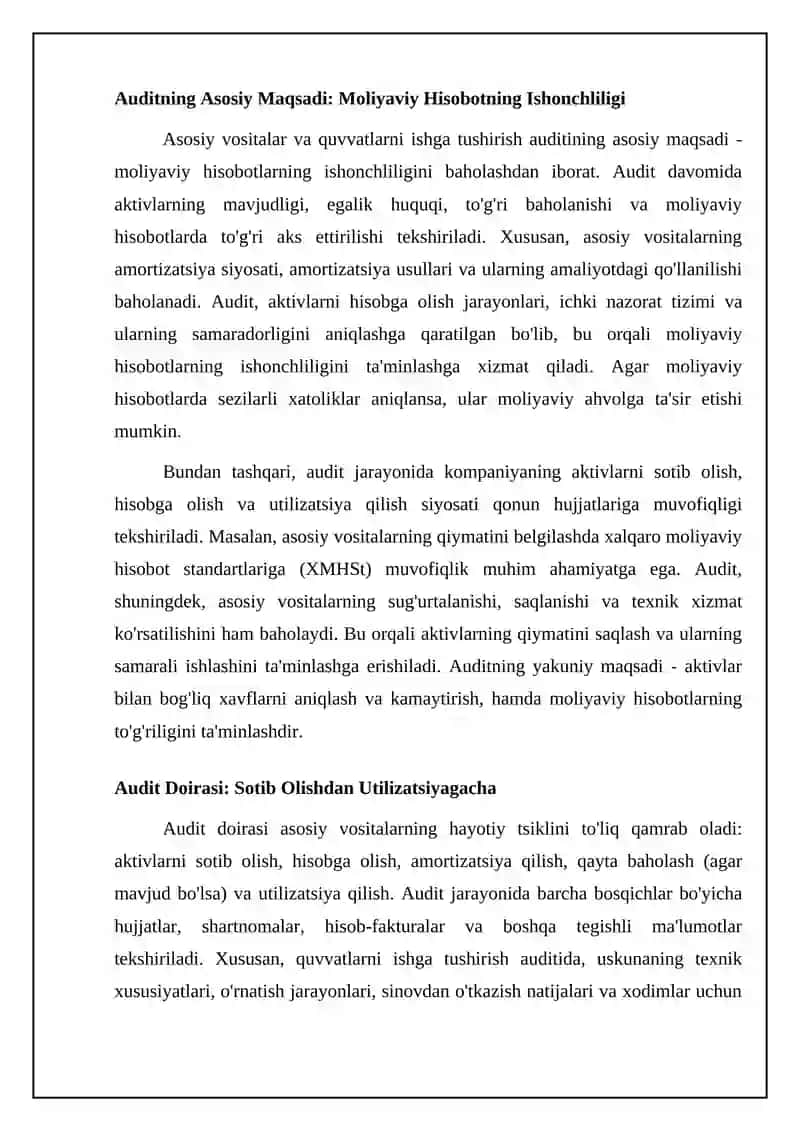 Asosiy vositalar va quvvatlarni ishga tushirish auditi 4