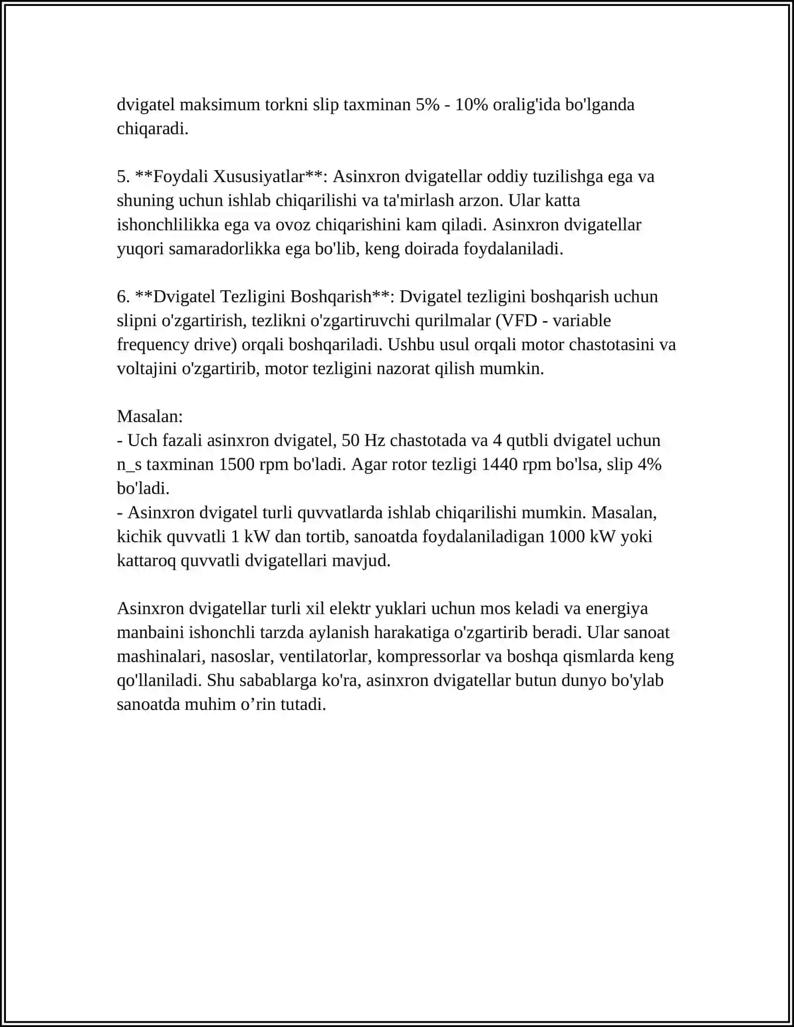 ASINXIRON DVIGATELNI REVERSLASH FIZIK ASOSI 4