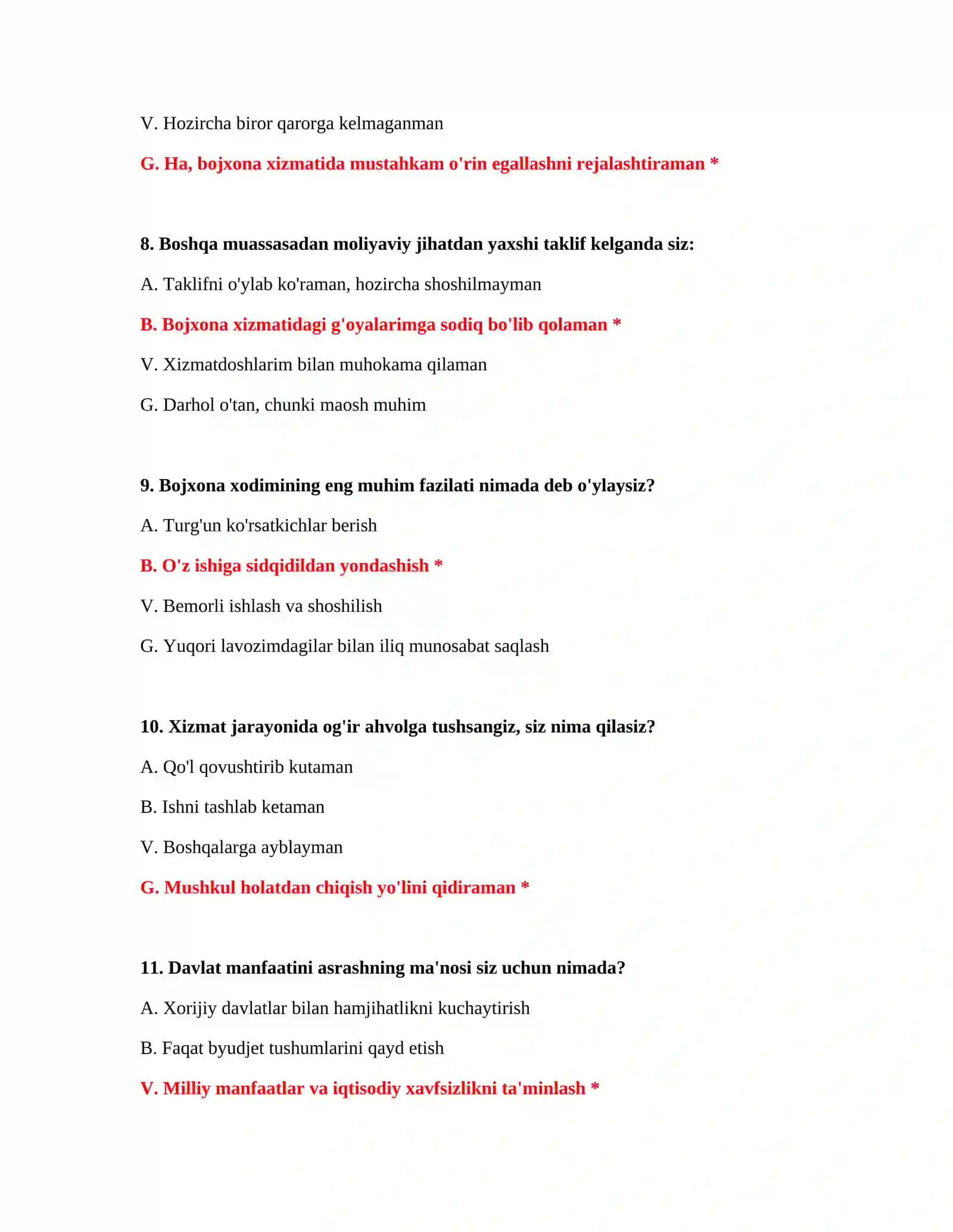 BOJXONA AKADEMIYASI UCHUN IQ TESTLARI 4