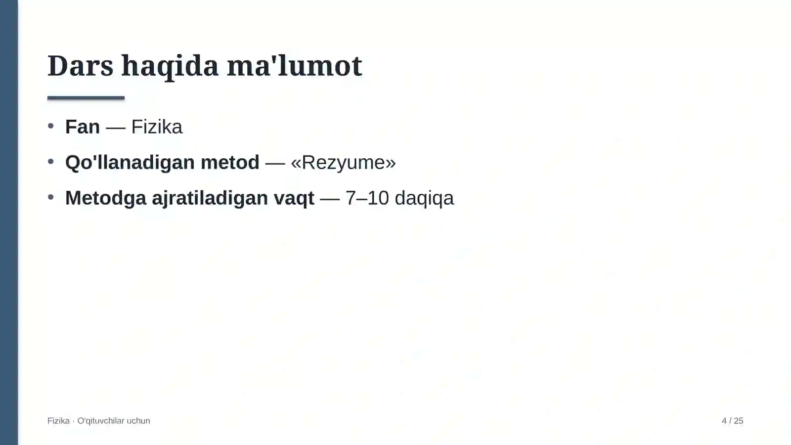 fizika darslarida rezyume metodidan foydalanish 2018 4
