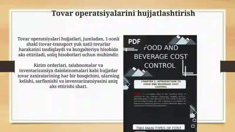 Umumiy ovqatlanish korxonalarida tovar operatsiyalari hisobining xususiyatlari 4