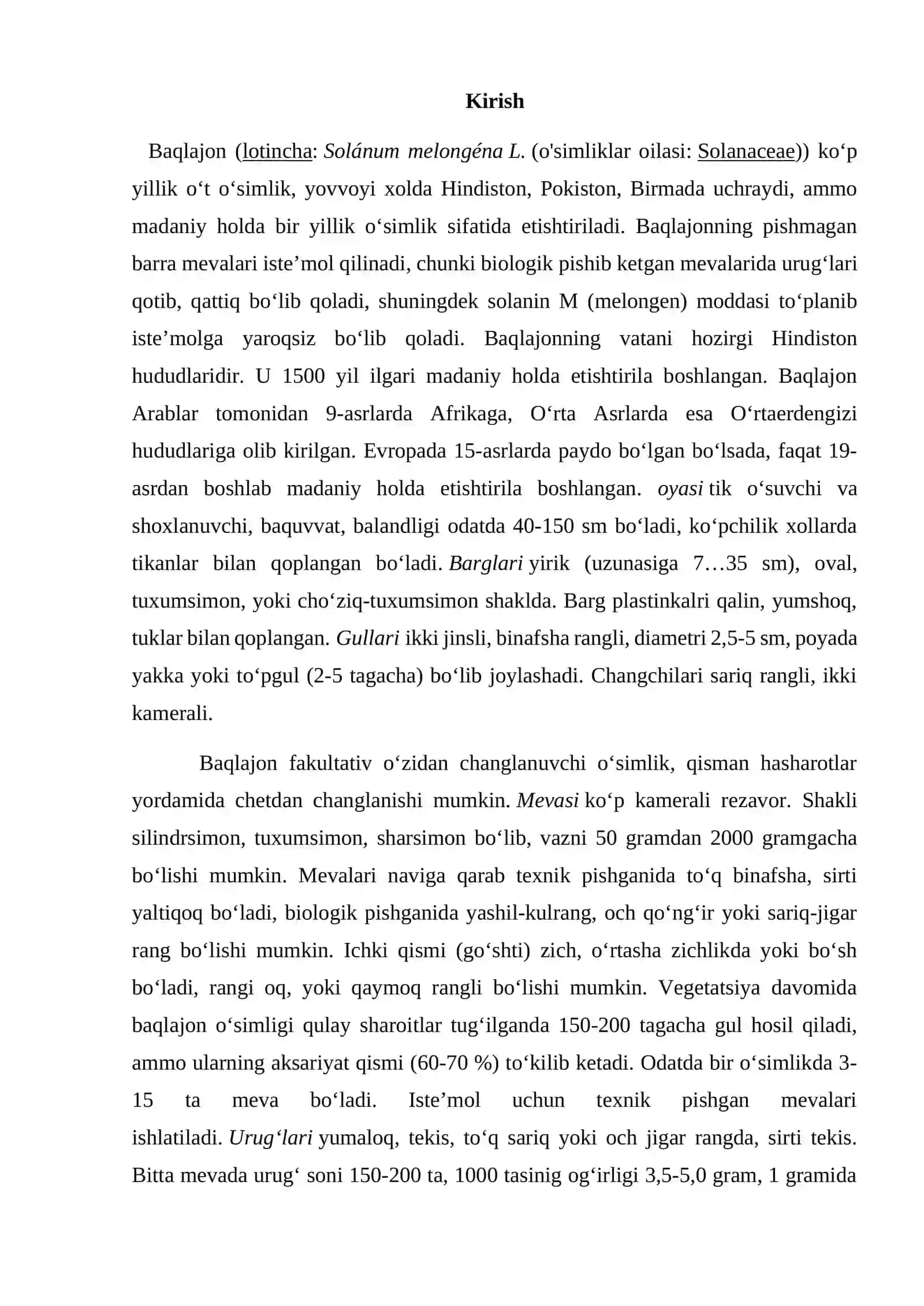 Quritilgan 18 tonna baqlajon mahsulotlarini qadoqlash uchun talab qilinadigan qadoqlash materiallarini turi va miqdorini hisoblash 4