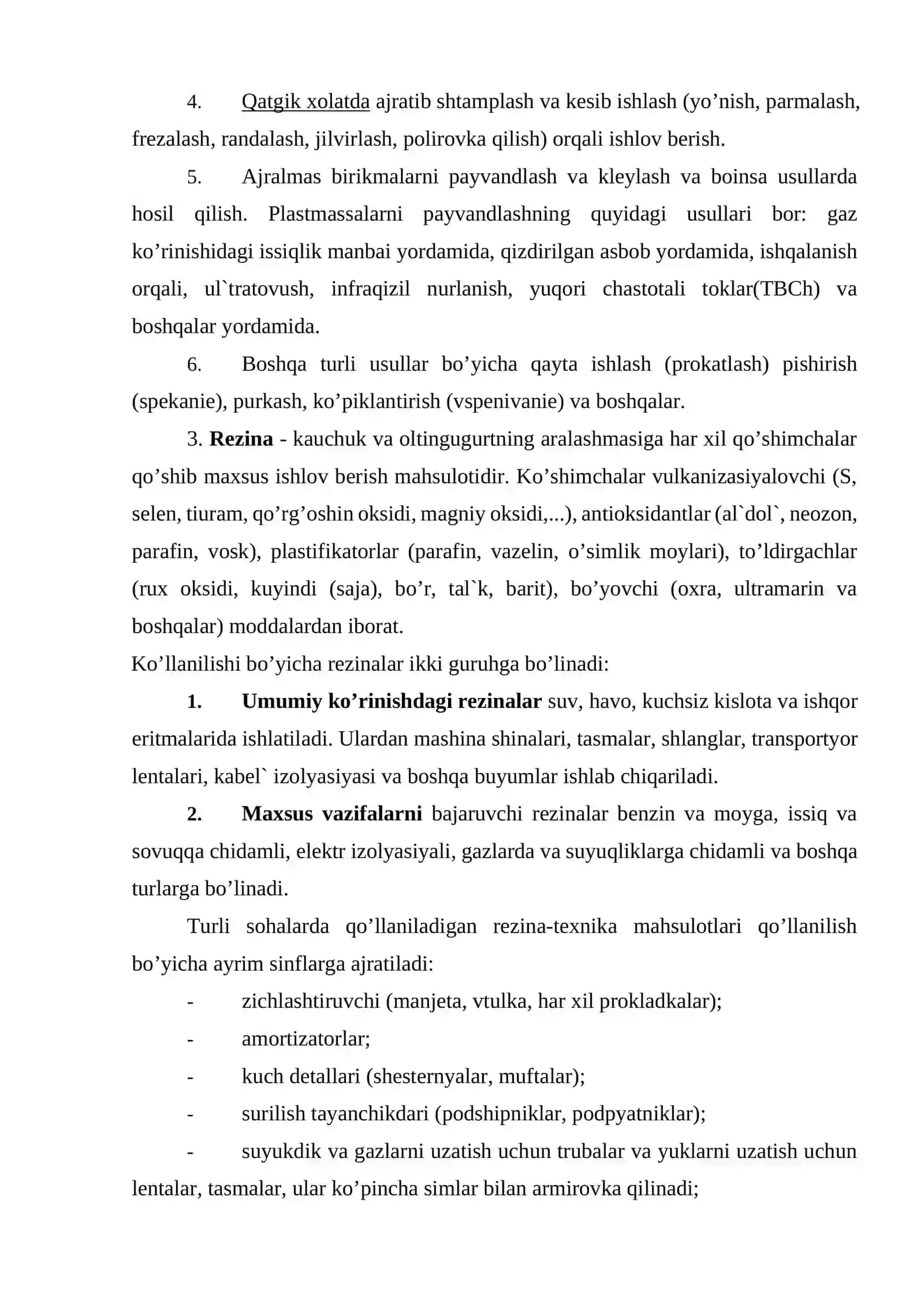 Mеtаllmаs kоnstruksiоn mаtеriаllаrdаn dеtаllаr vа mаhsulоtlаr ishlаb chiqаrish tеxnоlоgiyasining аsоslаri 4
