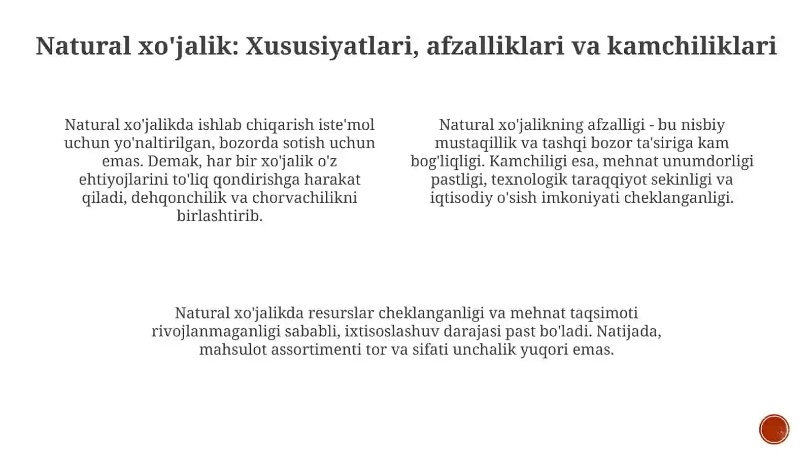 Ijtimoiy xo'jalikyuritishshakillari: naturalvatovarxo'jaligi 4