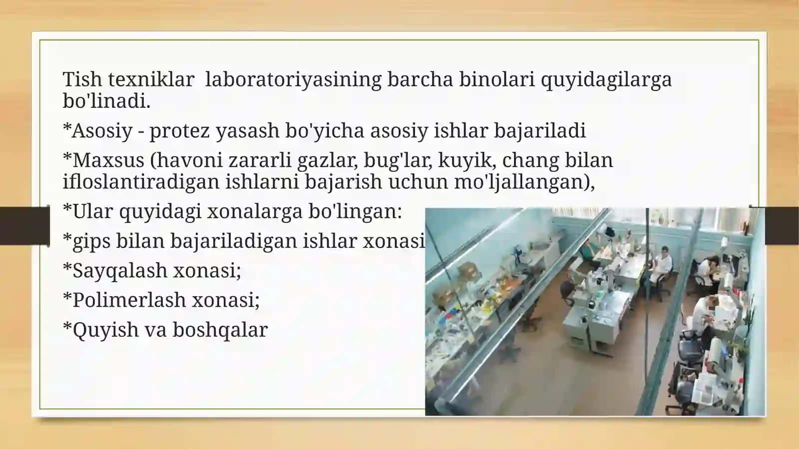 Tish protezlarini tayorlash laboratoriyasi 4