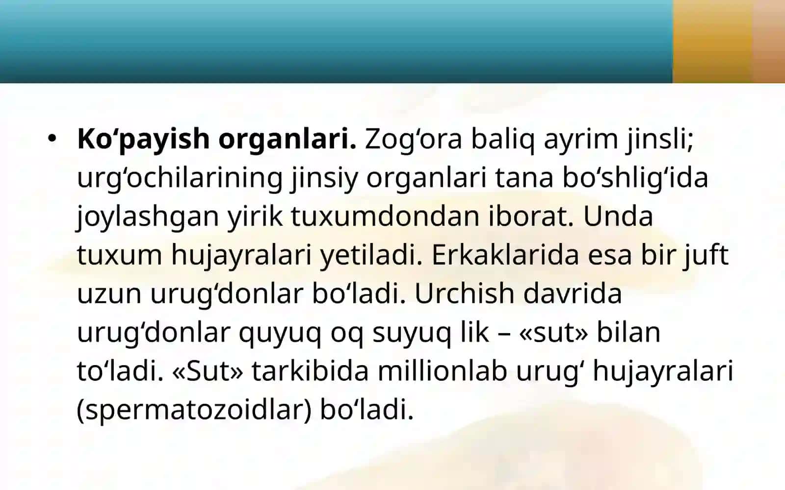 7-sinf Zoologiya 'Baliqlarning ko'payishi va rivojlanishi' ko'rgazma 4