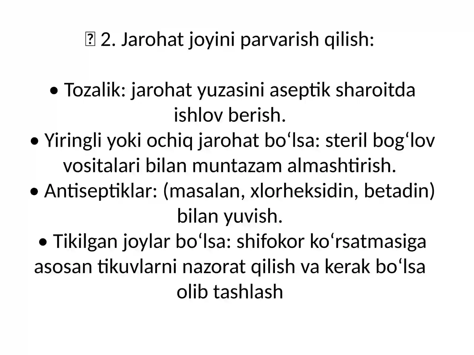 №4 Yuz-jag’ jarrohligi bo‘limining yuz-jag’ sohasijarohatlangan bemolarni parvarish qilish 4