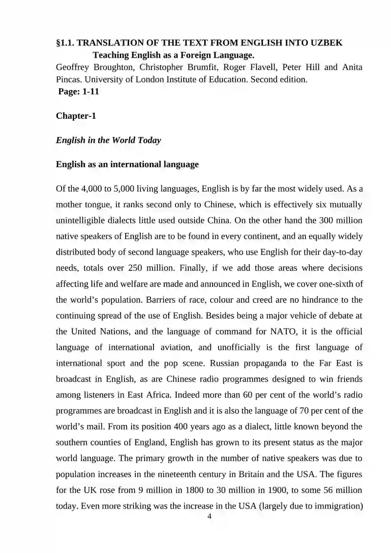 Teaching English Language as a Foreign Language Today 4