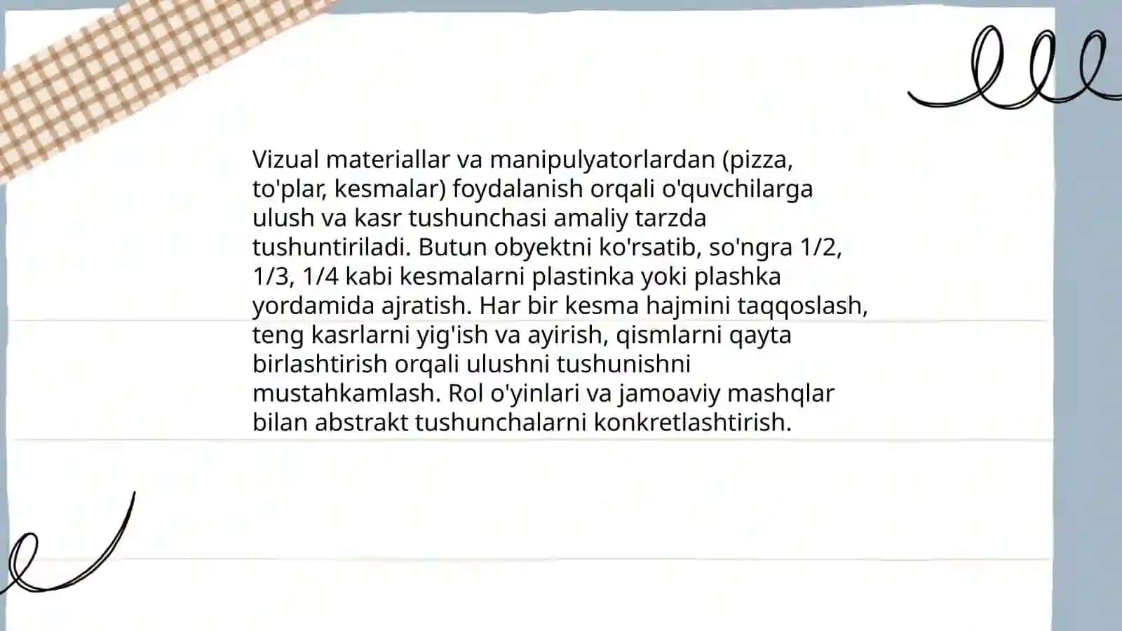 Ulush va kasr tushunchasi bilan tanishtirish metodikasi 4