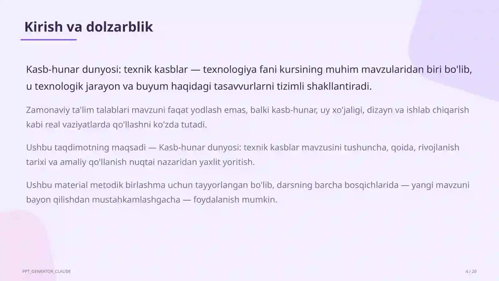 Kasb-hunar dunyosi: texnik kasblar (9-sinf) 4