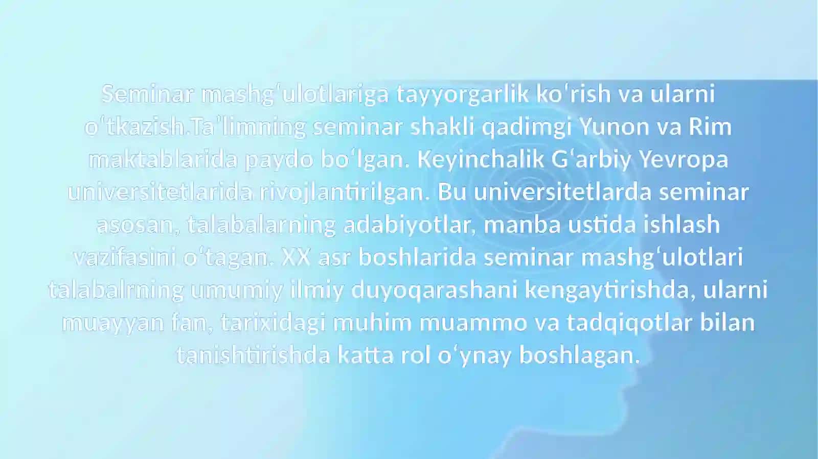 Seminar mashg'ulotlariga  tayyorgarlik ko'rish 4
