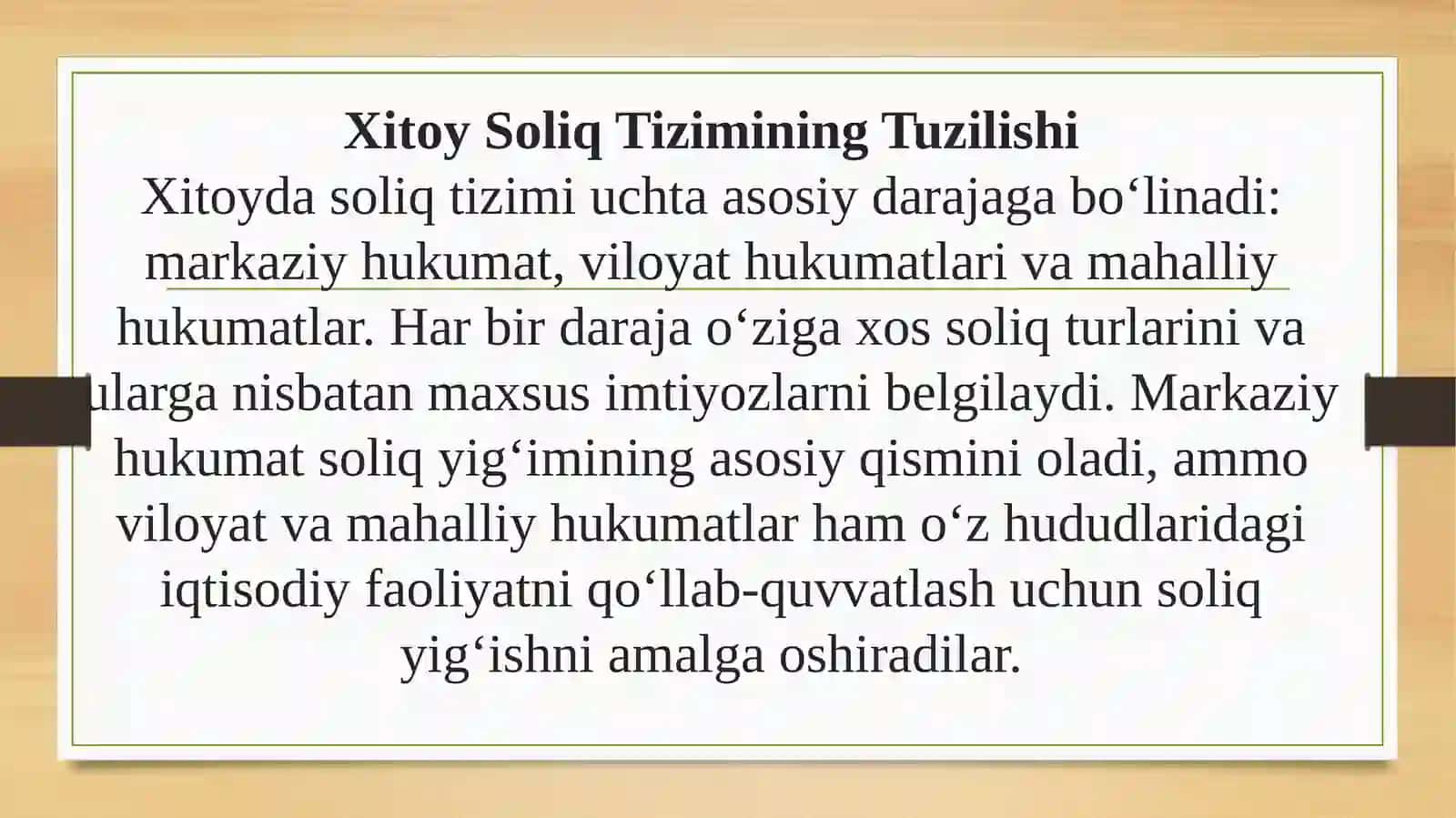 XITOY XR SOLIQ TIZIMI VA O’ZIGA XOS XUSUSIYATLARI 4