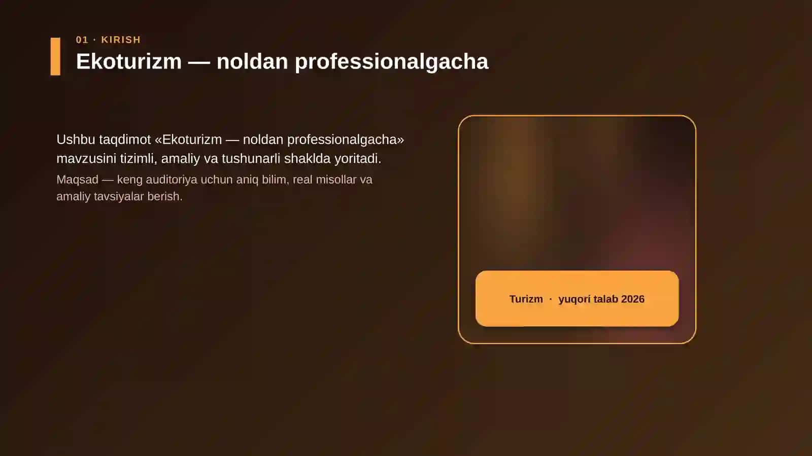 Ekoturizm — noldan professionalgacha 4