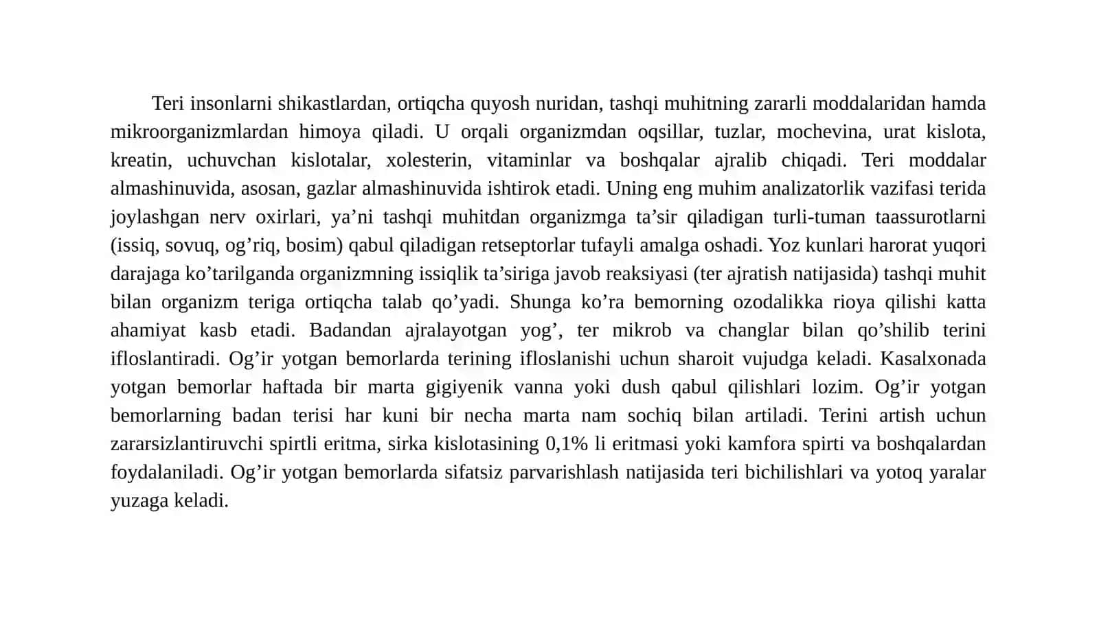 Terining tuzilishi va funksiyalari, tana tozaligining mohiyati 4