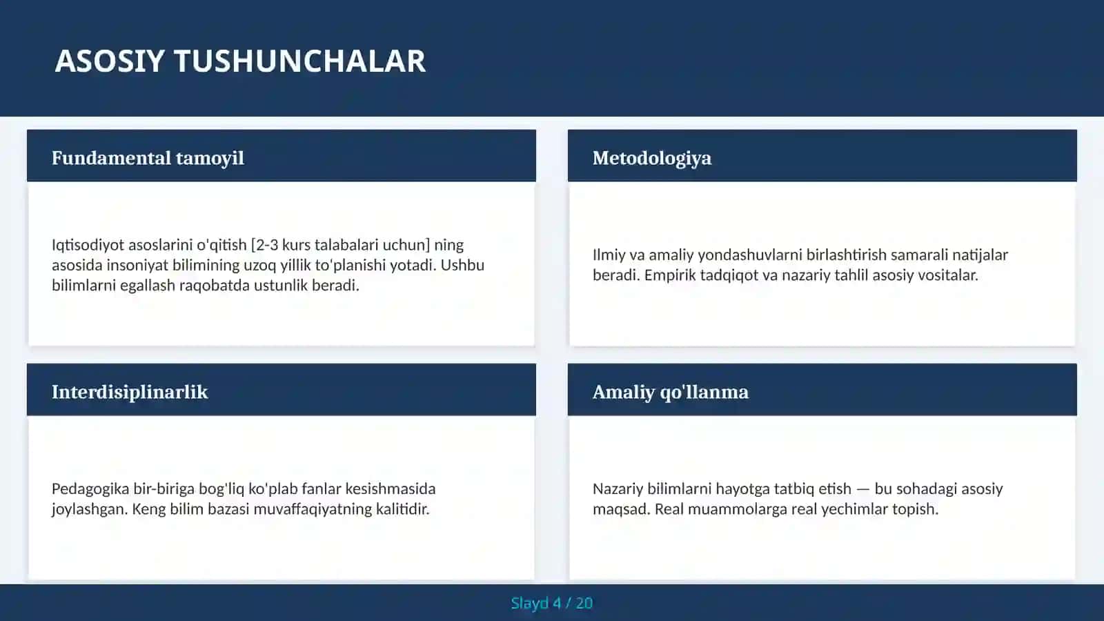 Iqtisodiyot asoslarini o'qitish [2-3 kurs talabalari uchun] 4