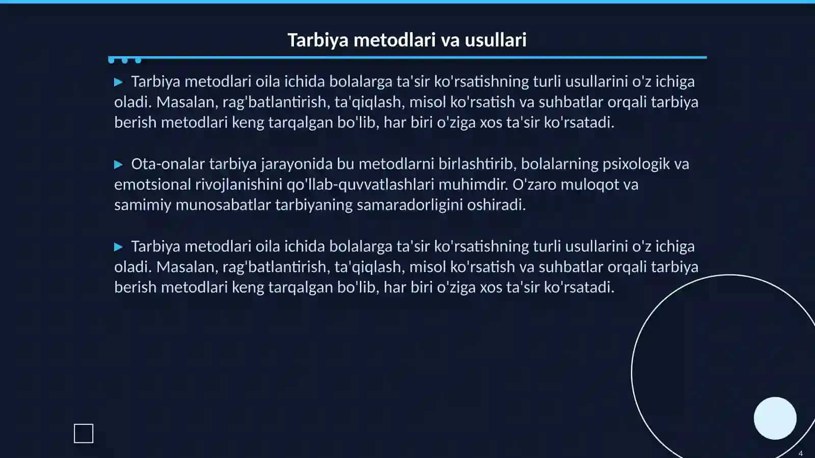 Oila tarbiyasi shakl metod va vositalari 4