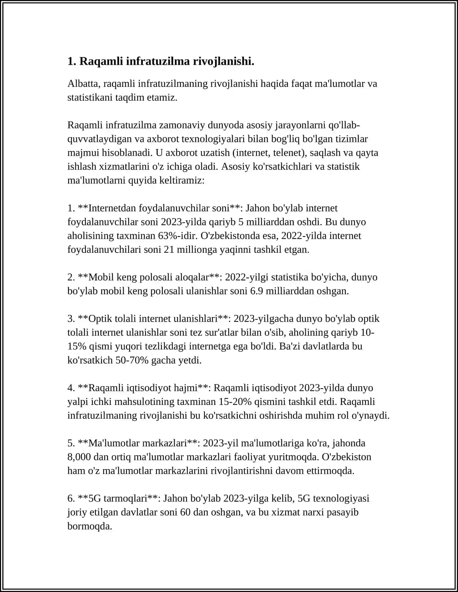 Raqamli infratuzilma rivojlanishi 4