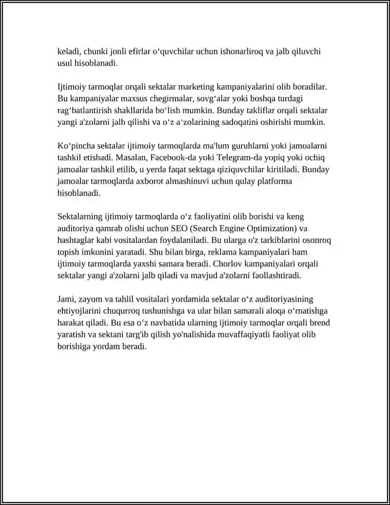 SEKTALARNING FAOLIYATIDA IJTIMOIY TARMOQDAGI RO‘LI 4