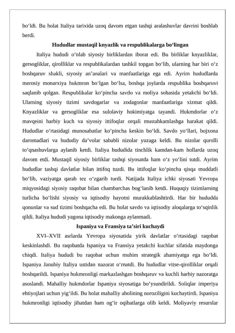 XVI-XVII asr Italiyasi (XVI-XVII Century Italy) 4