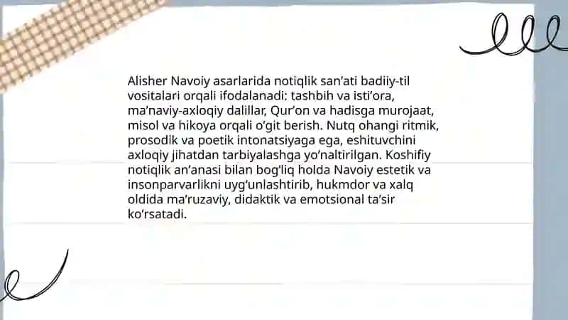 Alisher Navoiy ijodida nutq madaniyati va notiqlik sanʼati Husayn Voiz Koshifiy notiqlik sanʼati 4