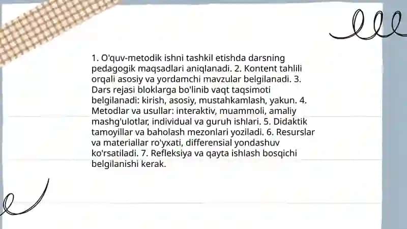 Ta'lim qonuniyatlari va tamoyillari Ta'limning metod va vositalari 4